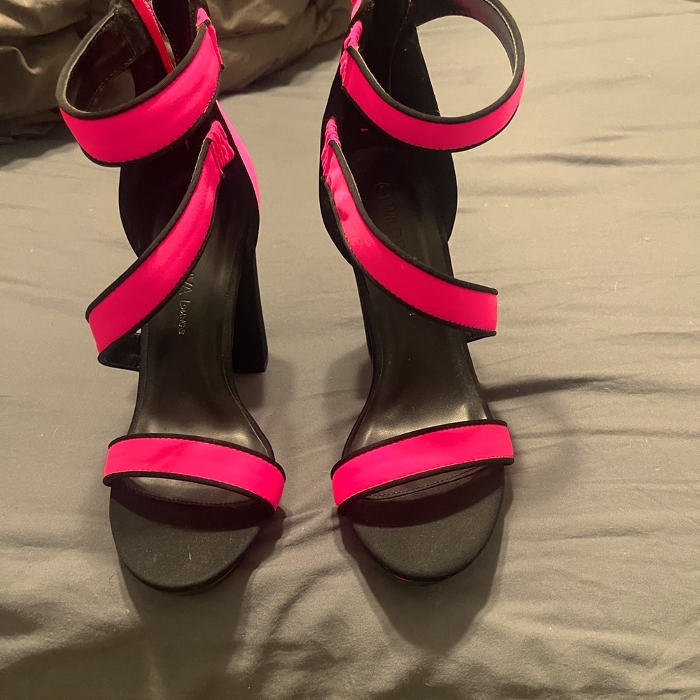 Neon pink heels
